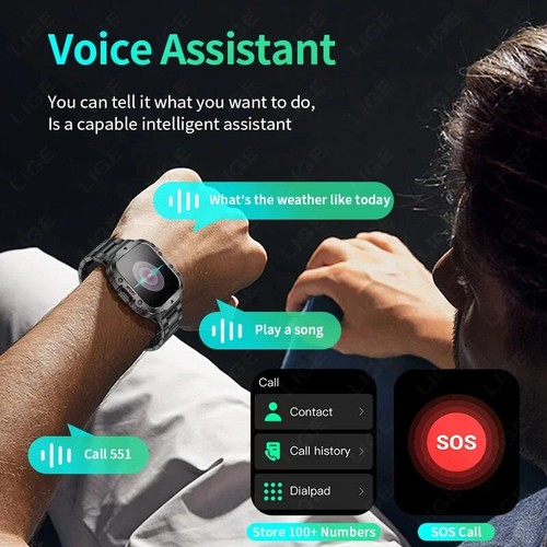 2024 Rugged Smart Watch Men 2.01" Waterproof Bluetooth Call Outdoor - Zdjęcie 3 z 15