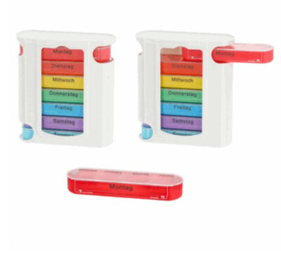 2x Tablettenbox Pillenbox  7 Tage 4 Fächer bunt