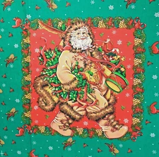 Woodland Santa Cheryl Ann Johnson Christmas Pillow Cotton Fabric Panel 44x34