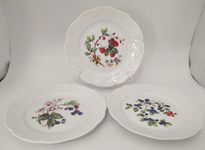 Set of 3 Dansk Ivy Accent 8'' Salad Plates - Raspberry, Blueberry, Blackberry