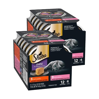 Sheba Perfect Portions Wet Cat Food Pate Savory Chicken Entree and With Susta...