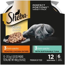 SHEBA PERFECT PORTIONS Cuts in Gravy Wet Cat Food Trays 12 Count, 24 Serving...