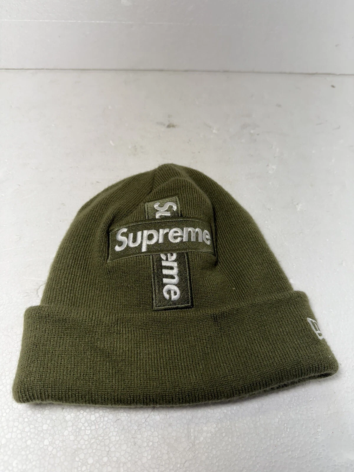 Bonnet Supreme x New Era FW20 Cross Box Logo Olive Clair