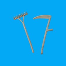 Playmobil - Farm Garden - Scythe + Hay Rake / Rake - Light Grey