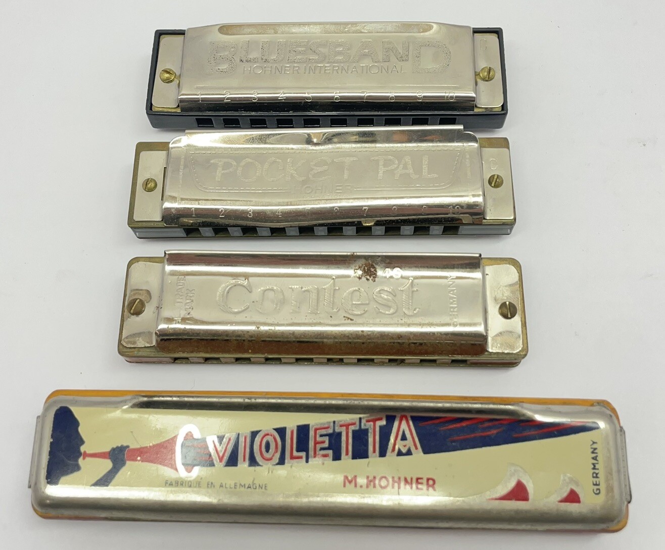 Vintage Hohner Harmonica Pocket Pal BluesBand Contest Violetta Germany