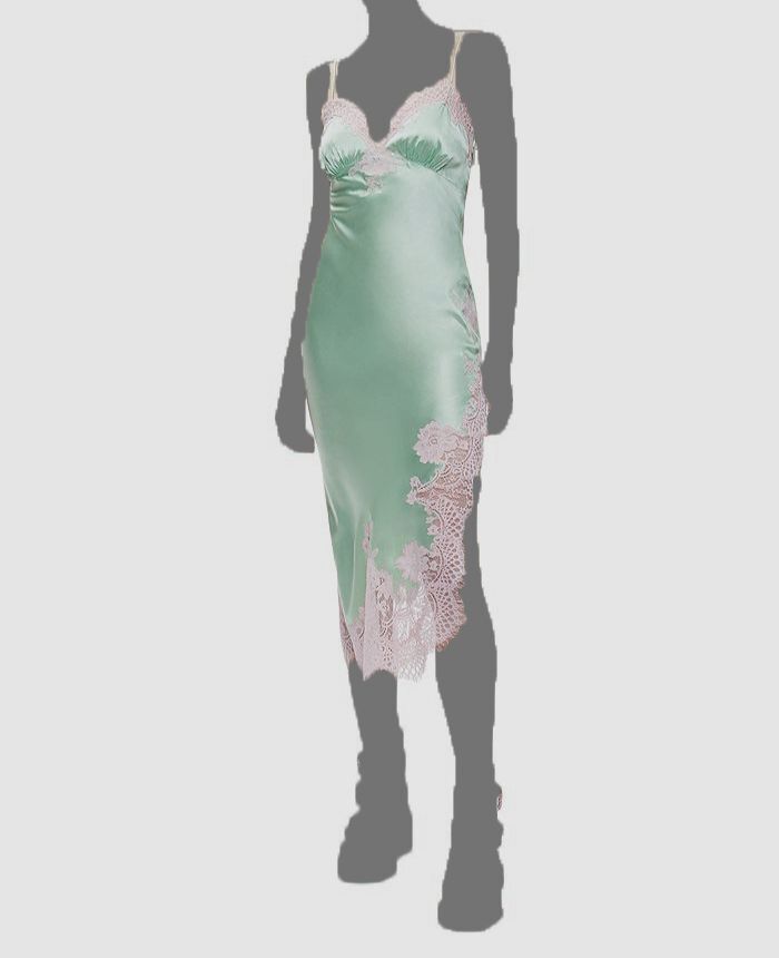 $595 Alice + Olivia Women's Green Lace-Trim Asymmetric Midi