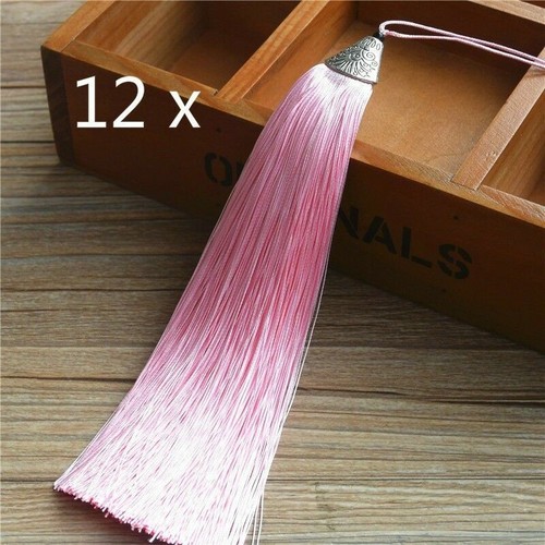 12 Pcs Luxury Silky Tassels Crafts 17cm Trim Fabric Sewing Costume Keyring DIY - Picture 12 of 20