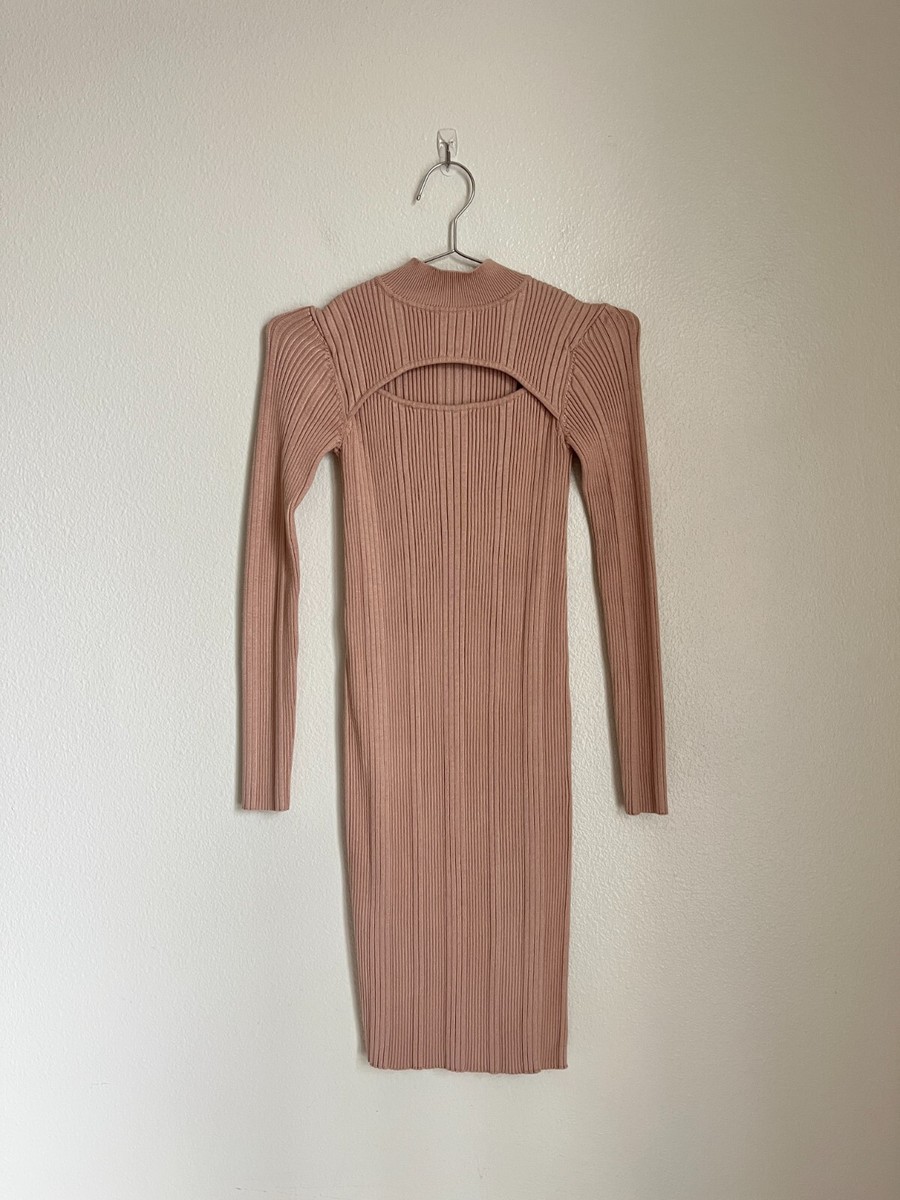 rib knit cut out dress Jess Halter Knit Cutout Midi Dress