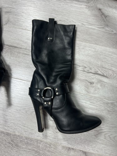 Dolce Gabbana Botas de Tacón Alto de Cuero Negro Estilo D&G Y2K Talla 37,5 - Imagen 16 de 24