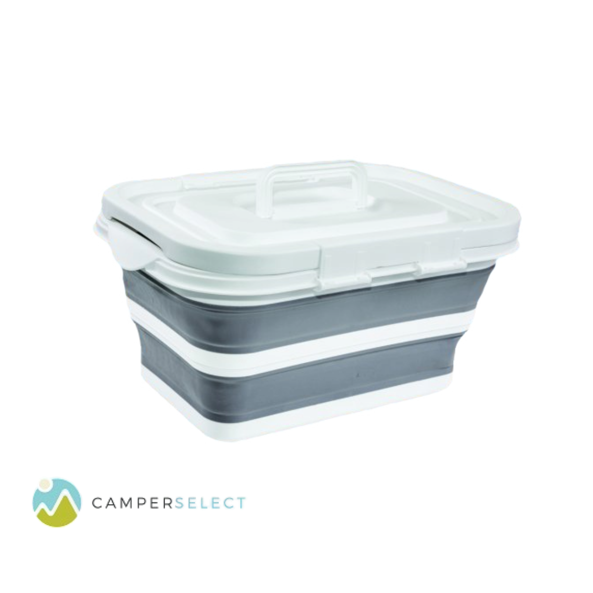 Collapsible Storage Box with Handle – White/Grey