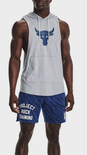 UNDER ARMOUR PROJECT ROCK SLEEVELESS HOODIE 1376939-035 GREY/BLUE MULTIPLE SIZES - Picture 3 of 4