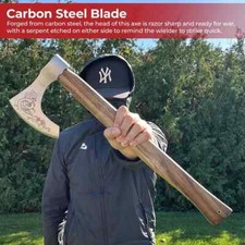 Warrior Shield Maiden Norse Viking Battle Axe  Plain Handle - Functional