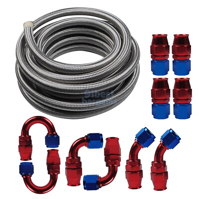 AN10 20 FT Stainless Steel Braided 10AN CPE Fuel/Oil Hose Line w/ Fittings Kits