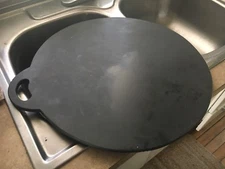 c1930-40 slate cheese appetizer board THICK - round with handle 19.5" x 18"