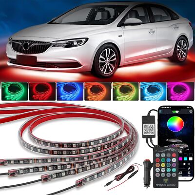 Luces Led Multicolor Car Underglow Lights – 4 Strips, App & RF Remote, 12V, 16 Million Colors