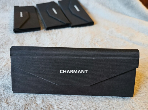 CHARMANT Glasses Case Hard Folding Triangle Black Magnetic Flap Holder