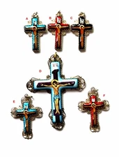 Vintage Russian Enamel Hand Painted Religious Pendant Crucifix 6 Variations #70