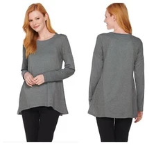 LOGO LOUNGE BY LORI GOLDSTEIN FRENCH TERRY WAFFLE KNIT TUNIC TOP QVC Sz XS  NEW 