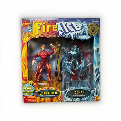 Vintage 1997 Limited Edition Marvel Toy Biz Fire And Ice Action Figure Set 