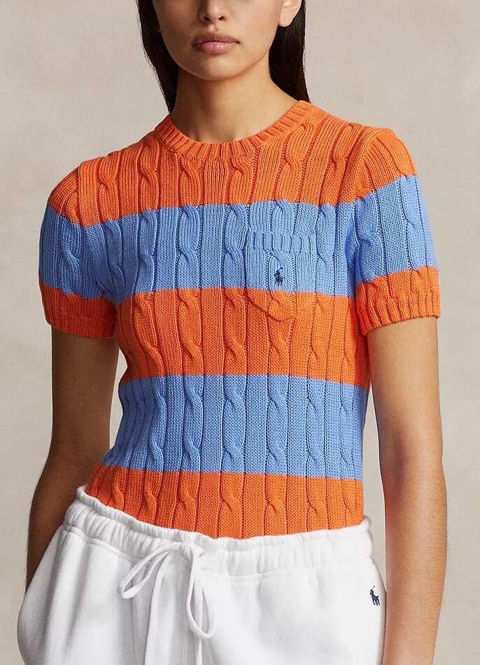 Ralph Lauren Rugby 手編みニットセーター Polo Ralph Lauren Women's Rugby-Inspired Striped Cable-Knit