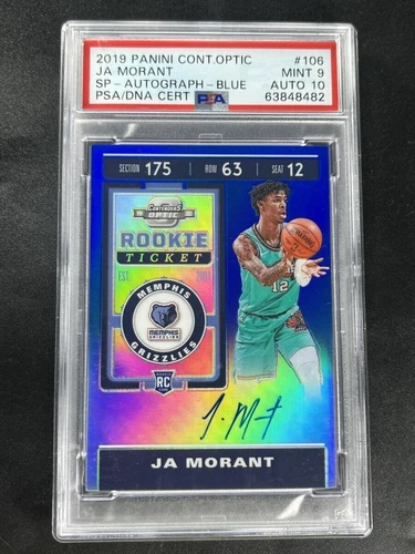 2019-20 Panini Contenders Optic Ja Morant #106 RC Blue SP Auto /99 PSA 9/10