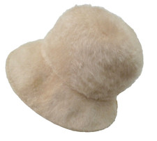 VTG Women's Hat Bucket Fuzzy Wool Almond Beige Medium 60th Merrimac Merri Soie