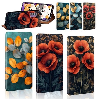 Exotisches Blattmuster Leder Ständer Brieftasche Cover Etui für alle Nokia 1 Plus G42 C32