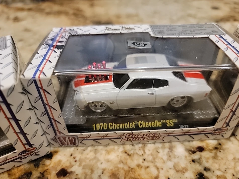 M2 Machines Ground Pounders  Set 4 1970's, 2 Chevelles, Clallenger, Cougar 1:64  - Image 3 of 4