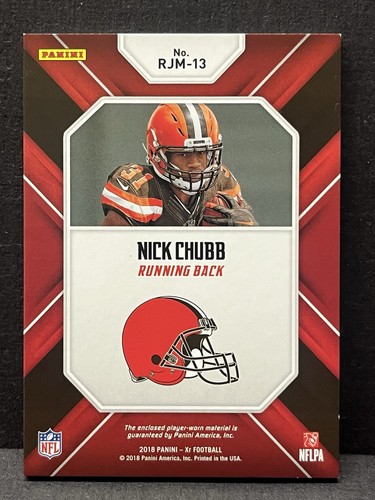 Nick Chubb Jersey Patch 2018 Panini XR Rookie Jumbo Materials Gold /10 Browns RC - Picture 2 of 3