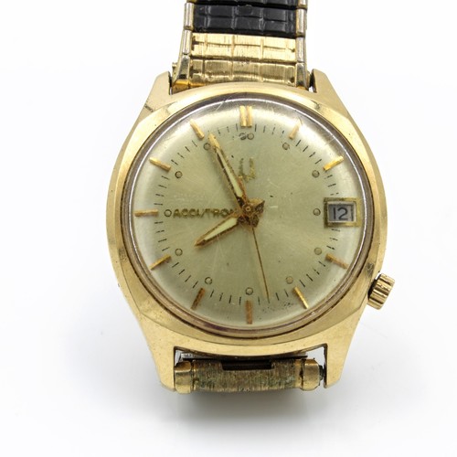 Vintage Accutron Bulova Quartz Gold Filled Men's Wristwatches Lot of 2 #WB2085-2 - Picture 2 of 8