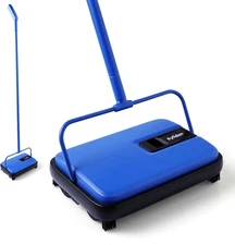 Eyliden Carpet Sweeper, Mini Size Lightweight Hand Push - No Noise, Non-Electric