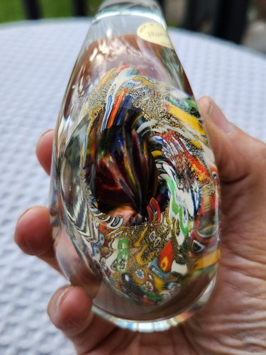 Murano Whale Paperweight Venezia Venice Italy Multicolored Gold Flecks Sealife - Picture 9 of 13