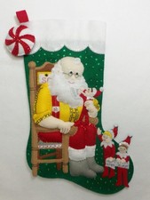 Bucilla 18" SANTA  SCOUT ELF Felt Applique Christmas Stocking 86509- FINISHED