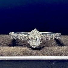 18K White Gold Oval 1/2 KARAT Diamond Prong Engagement Ring
