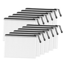 Plastic Mesh Zipper Pouch 7.8x10.8 in 12 Packs , Small Water 7.8 10.8 Black