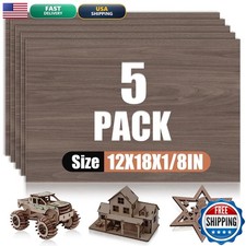 VKIZA 5 Pack Walnut Plywood Sheets 12x18x1/8 Inch, 3mm Plywood Laser Cutting