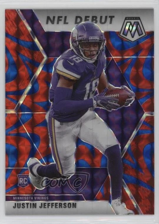 2020 Panini Mosaic NFL Debut Justin Jefferson #270 Red Mosaic Prizm Rookie RC