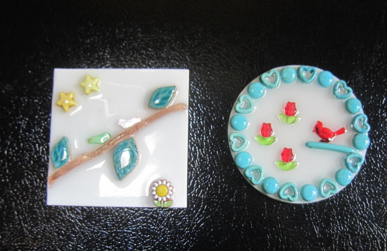 Refrigerator Magnets Large Lot of 2 Birds Flowers Hearts Stars Nature
