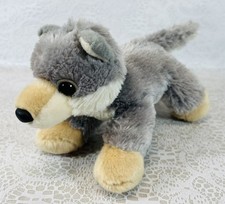 Aurora Realistic Wolf Husky Puppy Dog 7" Plush Stuffed Animal Toy
