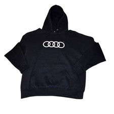 Black Pullover Hoodie With Audi Logo On Front In White. Unisex Size Medium.