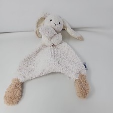 Mary Meyer Baby Lovey Security Blanket Plush Lamb Bunny White Tan Satin Ears