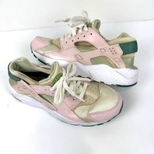 Nike Air Kids Sz 7Y Huarache Run Se GS Athletic Sneakers Pink/Green Retro Shoes