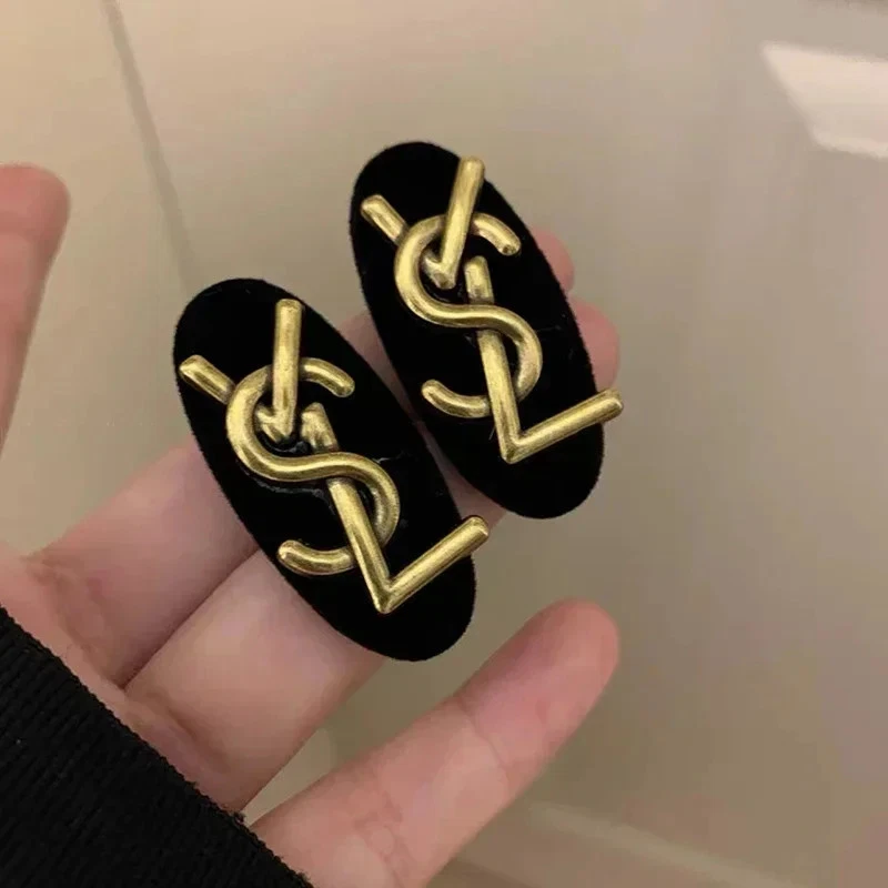 Алфавит заколка для волос черный бархат зажим для женщин моды шикарный захват винтажный - Изображение 2 из 4