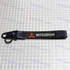 MITSUBISHI Black Keychain Metal key Ring Hook Strap Lanyard Nylon Universal