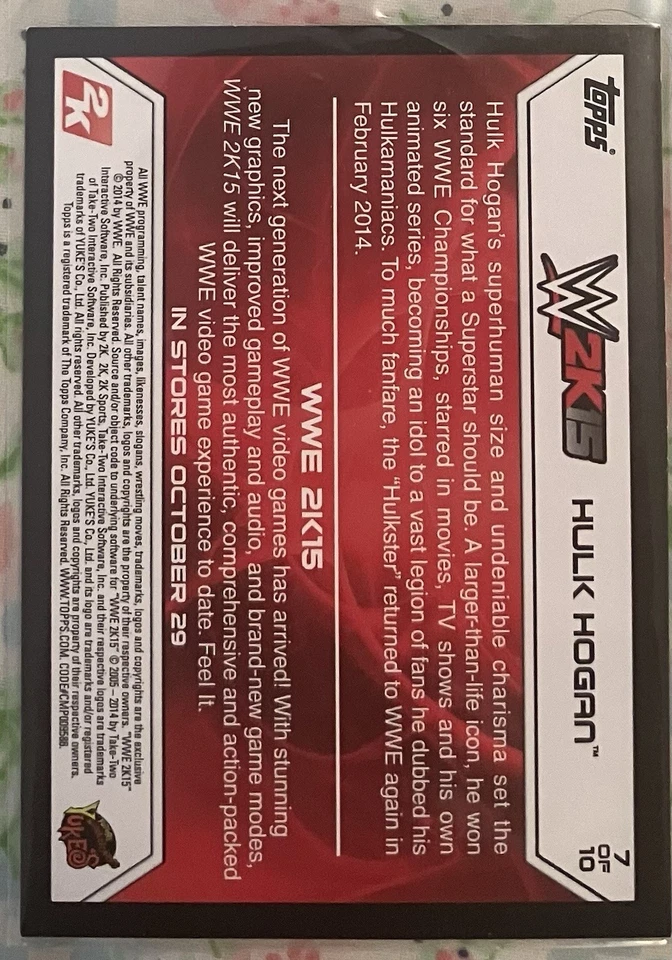 2014 TOPPS WWE 2k15 Hulk HOGAN CARD 7 Of 10 - Image 2 of 2
