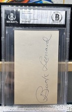 Buck Leonard Autographed Index Card 3x5 Hofer Beckett Authentic Slabbed