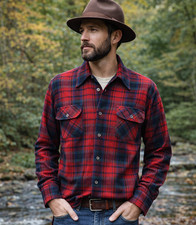 1970s Vintage Men's Arrow Red Plaid Wool Hunting / Lumberjack Shirt - MEDIUM