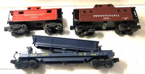 Vintage Lionel C & O Dump Car No.9304 And Cabooses No.477618+6437 Original+Used!