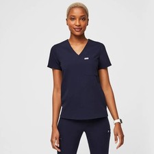 FIGS Catarina One-Pocket Scrub Top Short Sleeve Navy Blue  Large