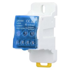 1 PCS 690V 80A DIN Rail Terminal Block Distribution Box Brass Conductor Blue